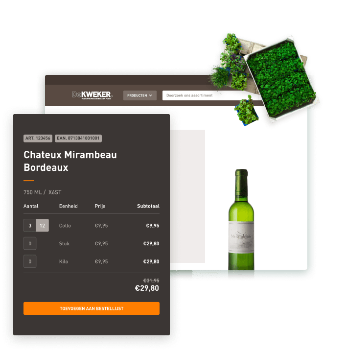 A single product page of wine presented on De Kweker website